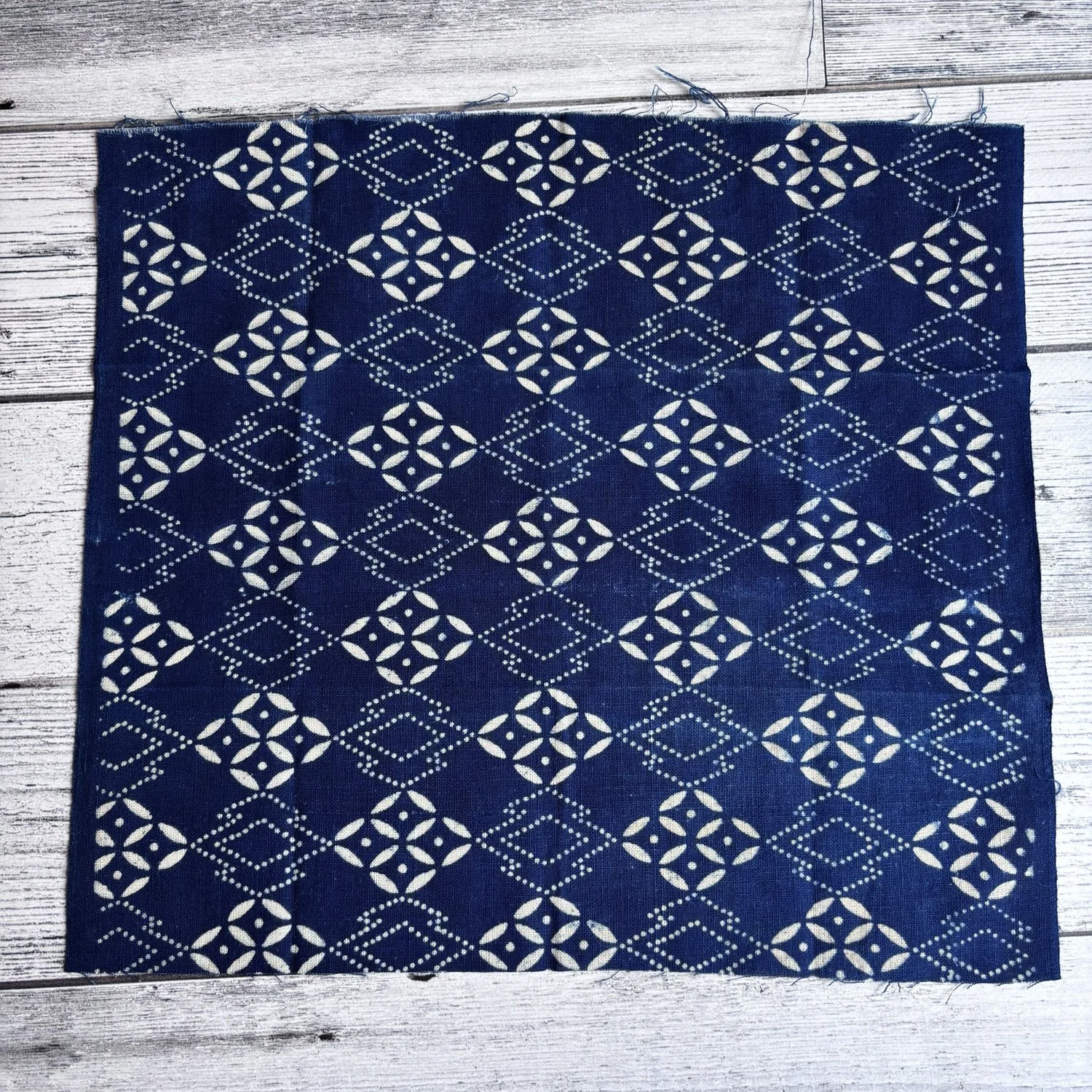 Japanese Vintage indigo dyed Katazome stencilled fabric pieces